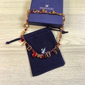 Swarovski Vibrant Red and Gold Crystal Necklace